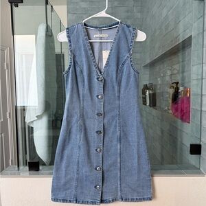 A&F V-Neck Button-Down Denim Dress NWT